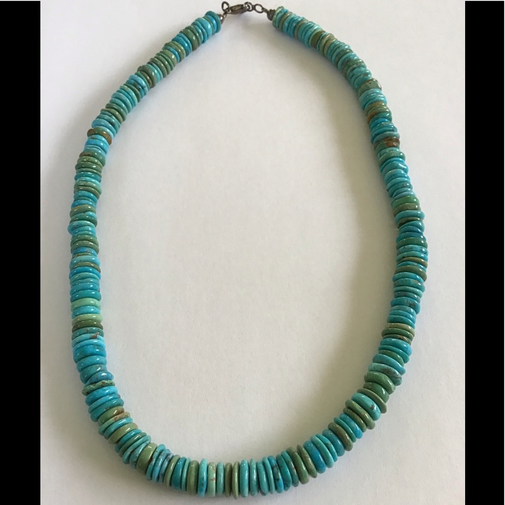 Sterling High Quality Turquoise Disc Necklace Wow